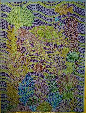 Under the Sea,  Sea Turtle Metallic Ink hand painted Dot Art